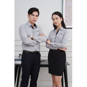 Áo Sơ mi xám phối cổ nẹp